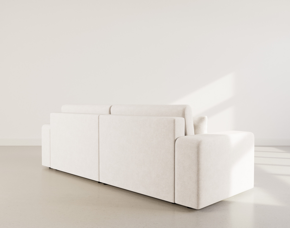 Canapé droit 4 places convertible avec coffre en tissu Nicole