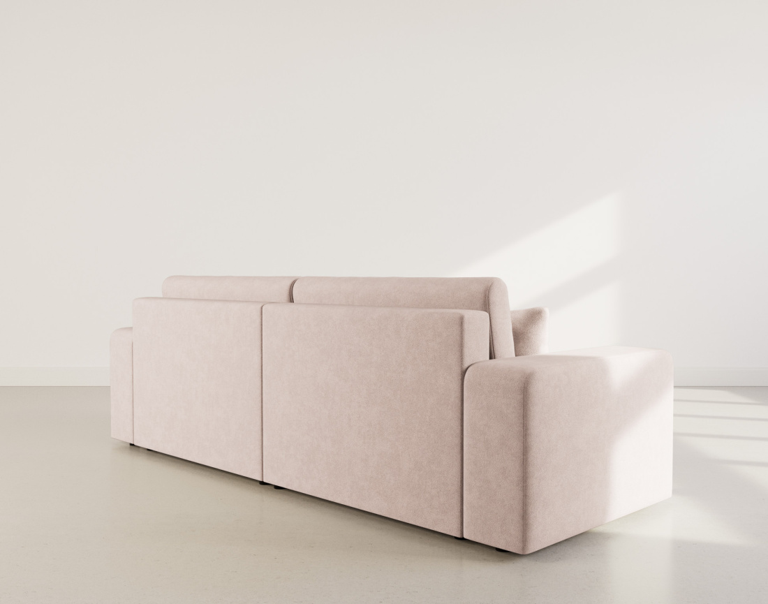 Canapé droit 4 places convertible avec coffre en tissu Nicole