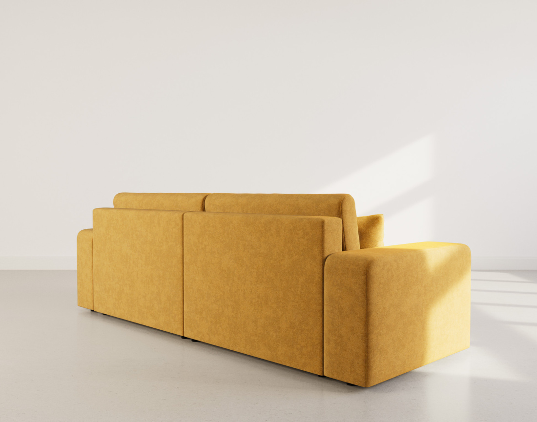 Canapé droit 4 places convertible avec coffre en tissu Nicole