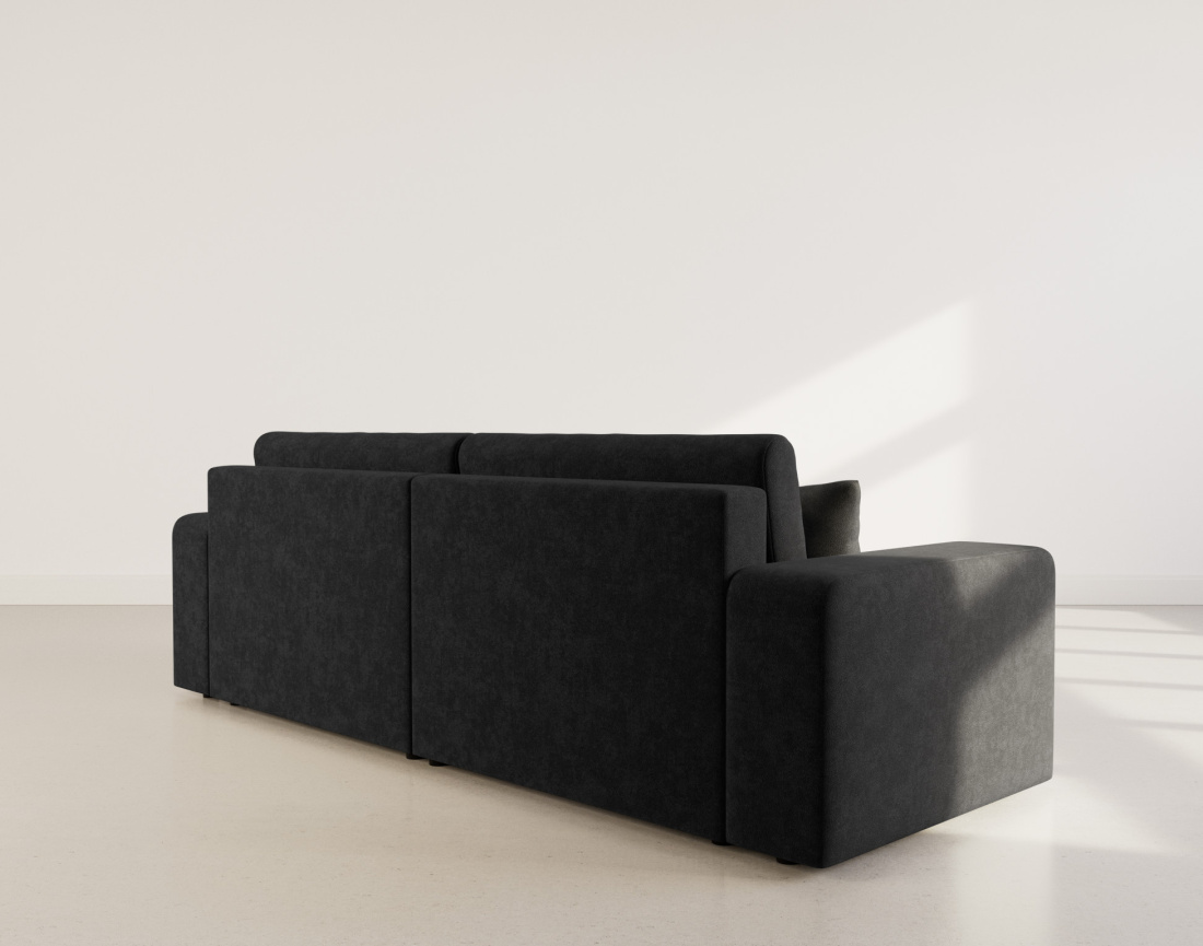 Canapé droit 4 places convertible avec coffre en tissu Nicole