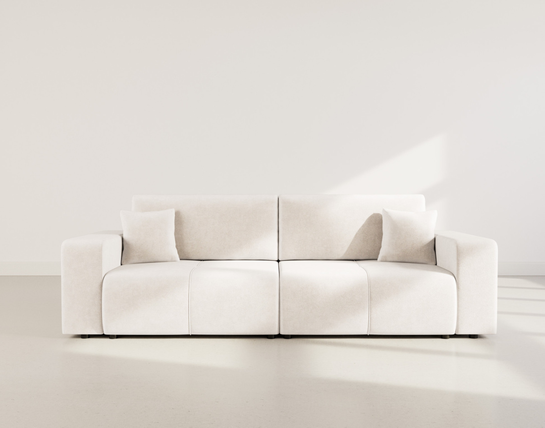 Canapé droit 4 places convertible avec coffre en tissu Nicole