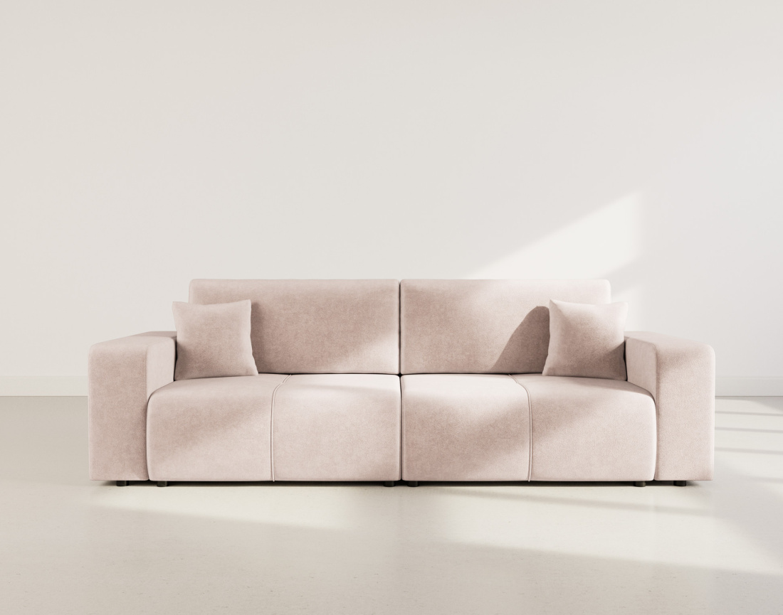 Canapé droit 4 places convertible avec coffre en tissu Nicole