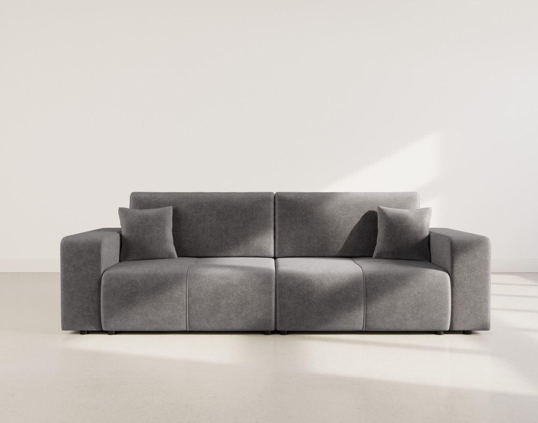 Canapé droit 4 places convertible avec coffre en tissu Nicole