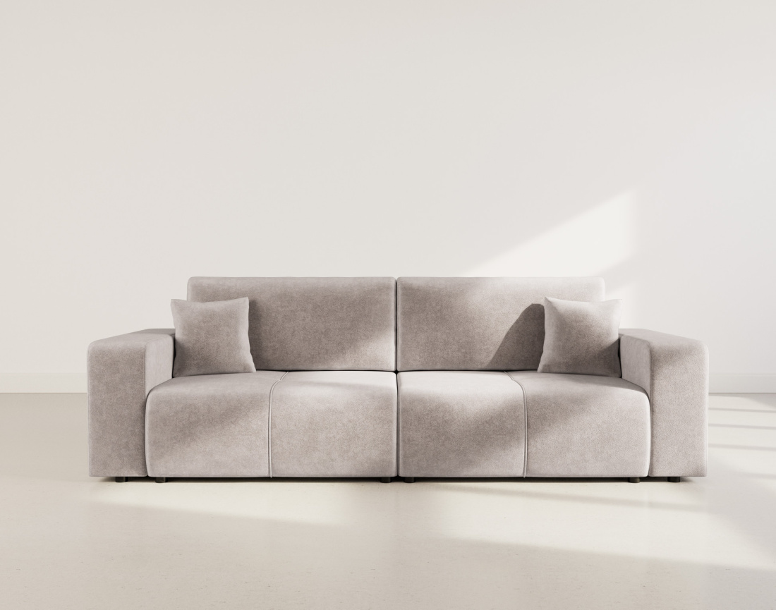 Canapé droit 4 places convertible avec coffre en tissu Nicole