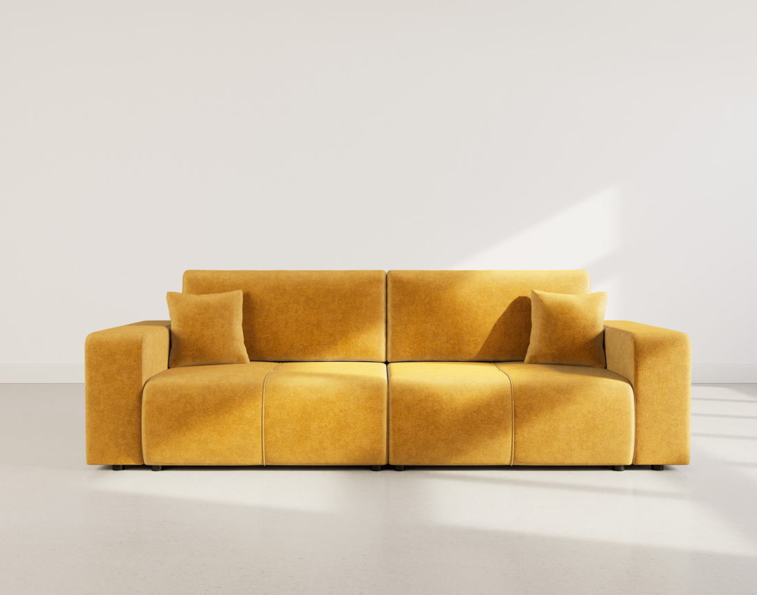 Canapé droit 4 places convertible avec coffre en tissu Nicole