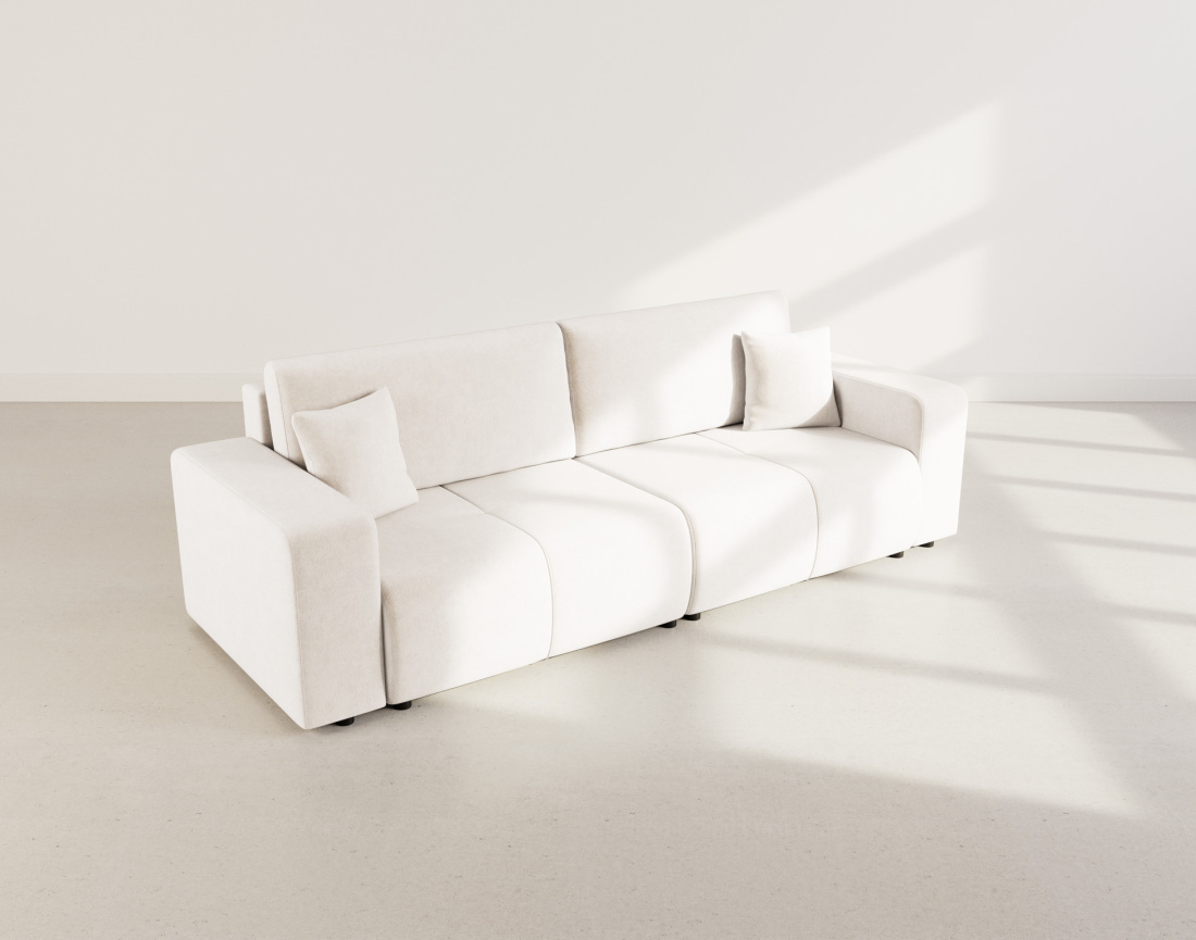 Canapé droit 4 places convertible avec coffre en tissu Nicole