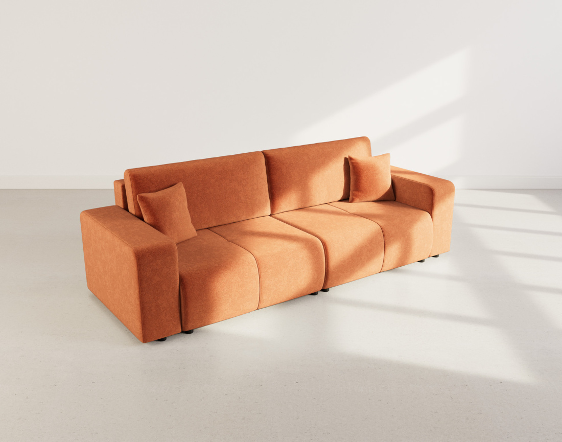 Canapé droit 4 places convertible avec coffre en tissu Nicole