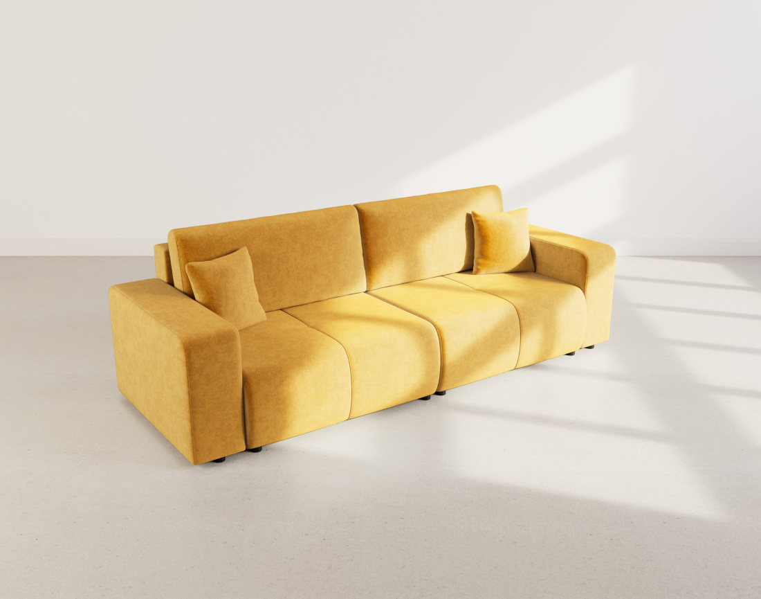 Canapé droit 4 places convertible avec coffre en tissu Nicole