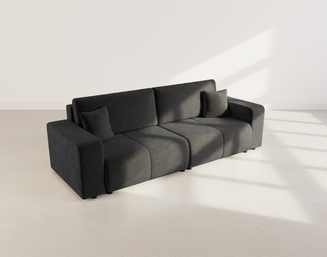 Canapé droit 4 places convertible avec coffre en tissu Nicole