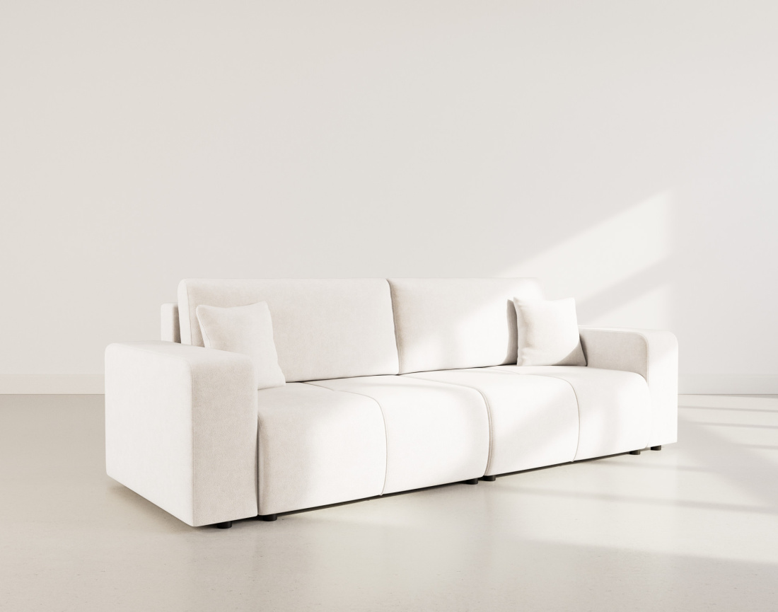 Canapé droit 4 places convertible avec coffre en tissu Nicole