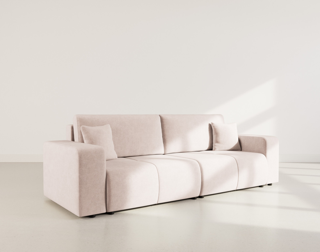 Canapé droit 4 places convertible avec coffre en tissu Nicole