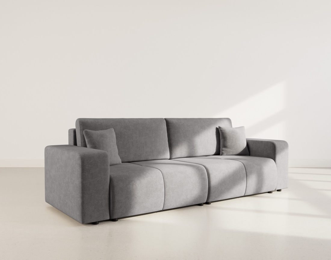 Canapé droit 4 places convertible avec coffre en tissu Nicole