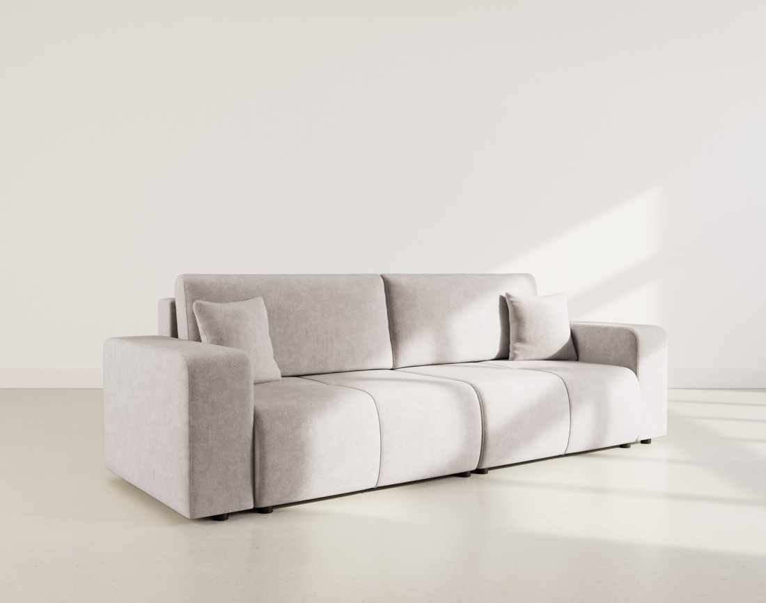 Canapé droit 4 places convertible avec coffre en tissu Nicole