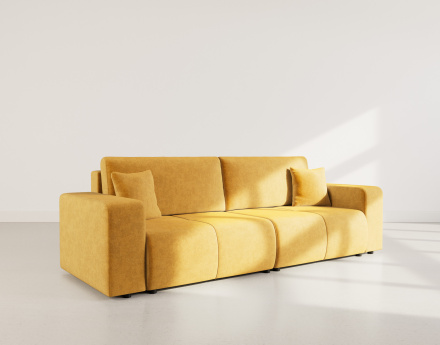 Canapé droit 4 places convertible avec coffre en tissu Nicole