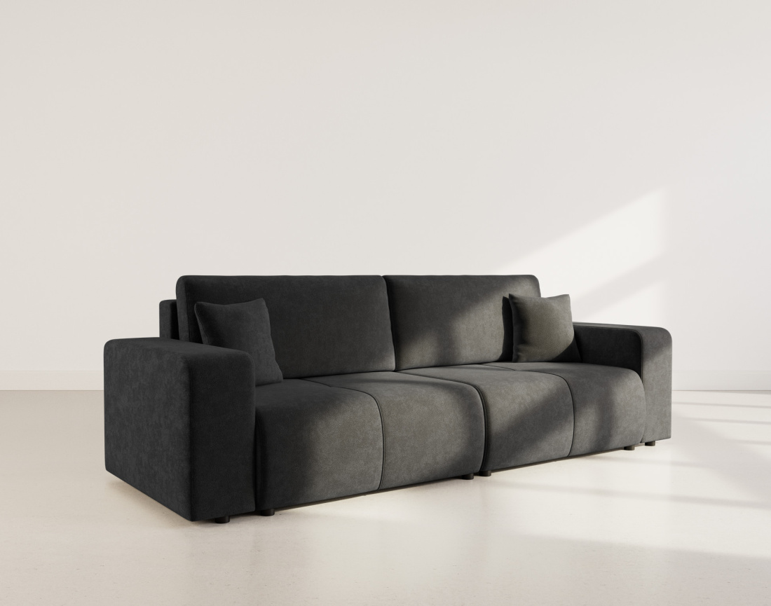 Canapé droit 4 places convertible avec coffre en tissu Nicole