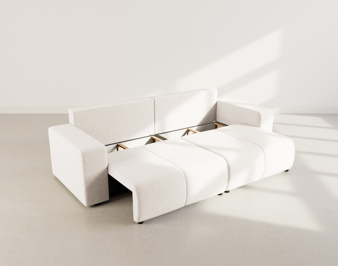 Canapé droit 4 places convertible avec coffre en tissu Nicole