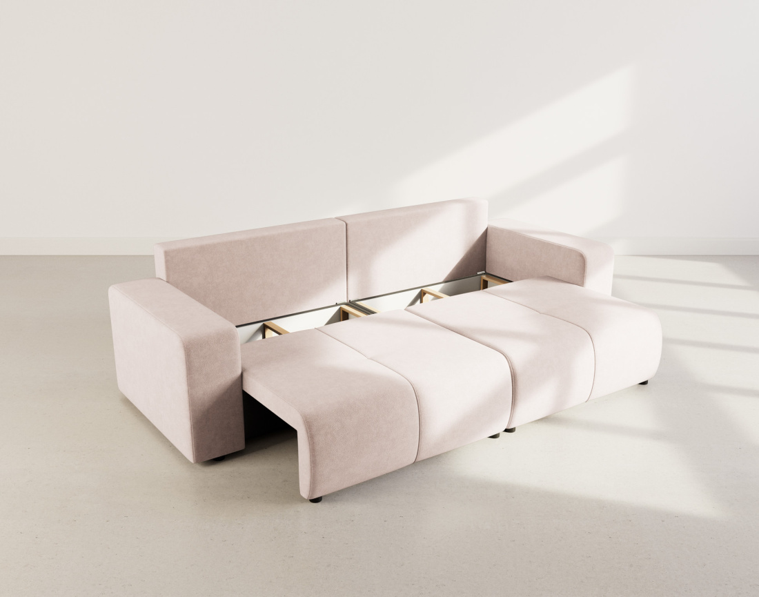 Canapé droit 4 places convertible avec coffre en tissu Nicole