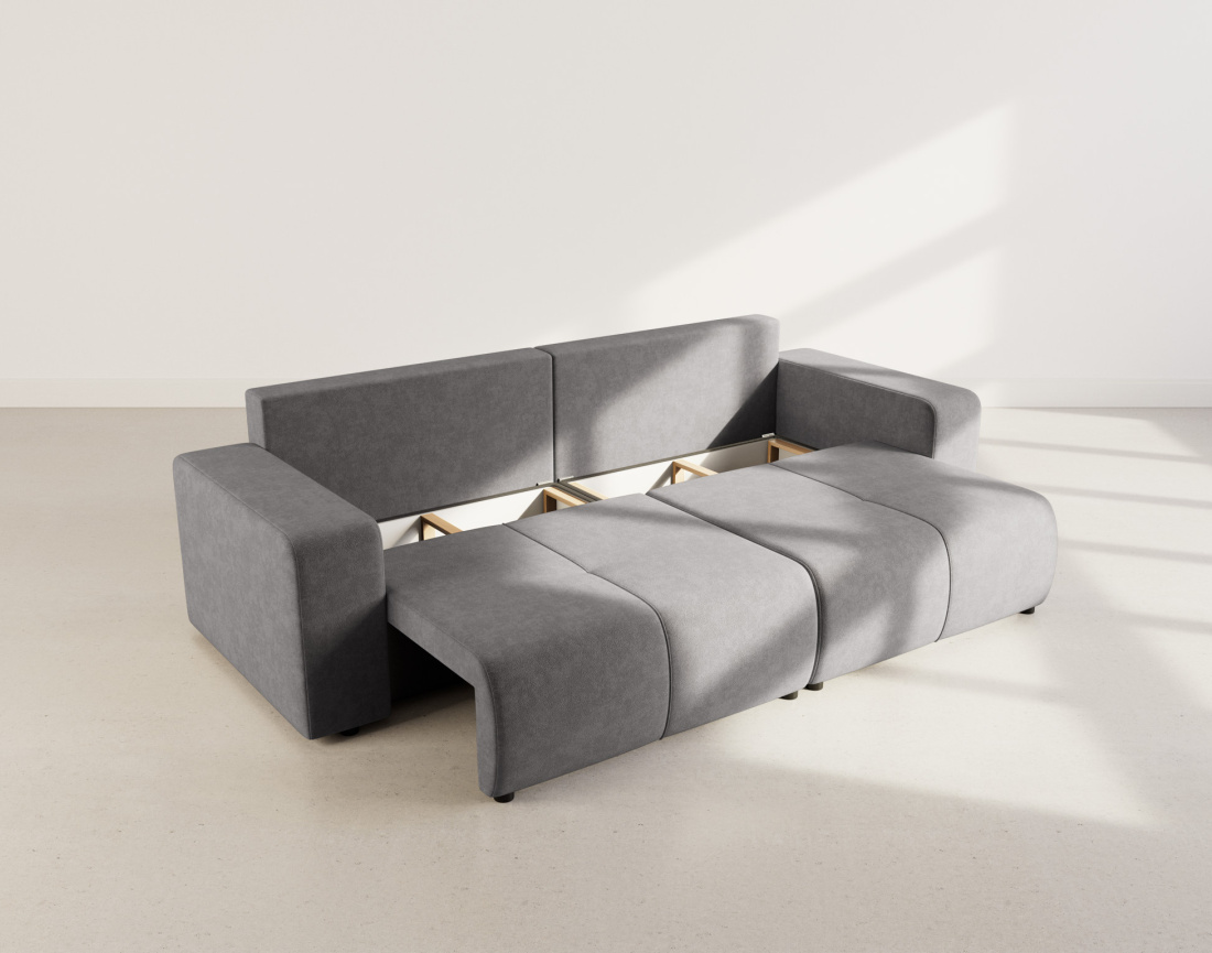 Canapé droit 4 places convertible avec coffre en tissu Nicole