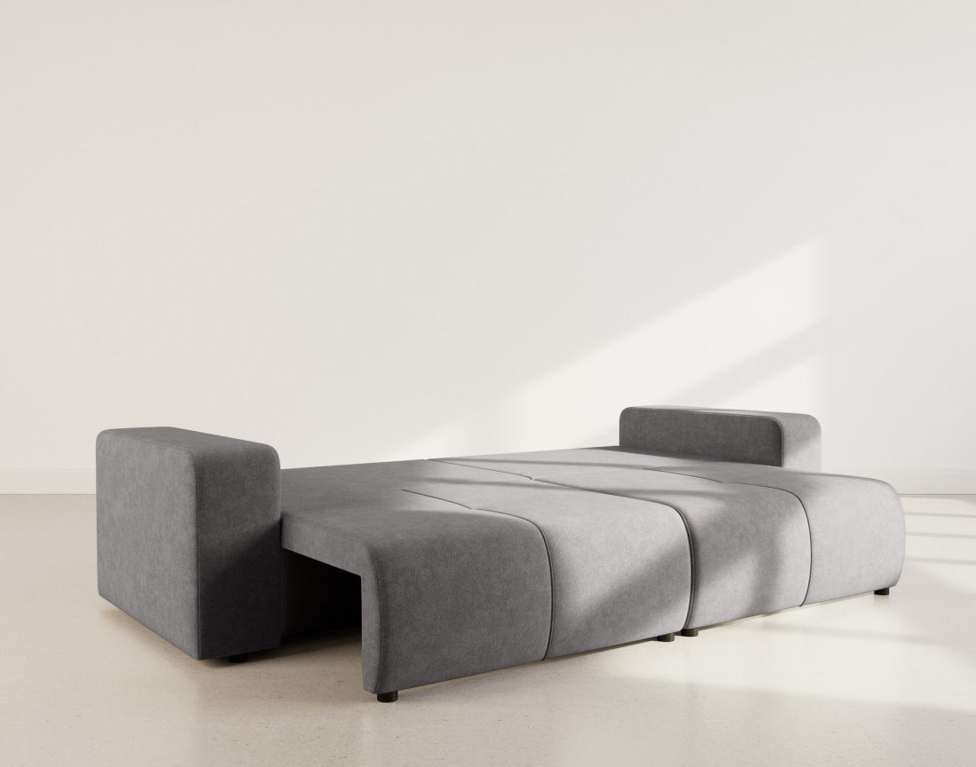 Canapé droit 4 places convertible avec coffre en tissu Nicole