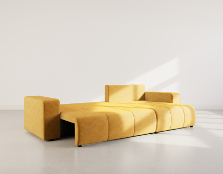 Canapé d'angle réversible 5 places convertible avec coffre en tissu Nicole