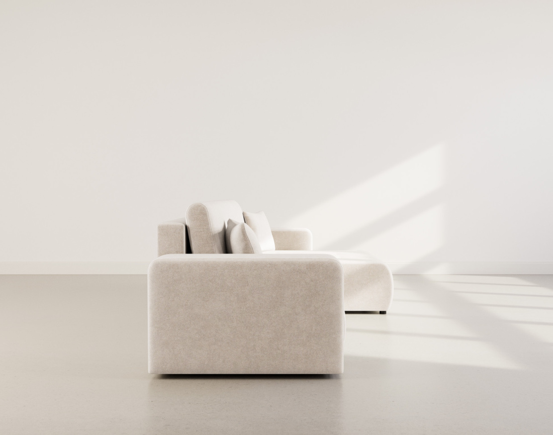 Canapé d'angle réversible 5 places convertible avec coffre en tissu Nicole