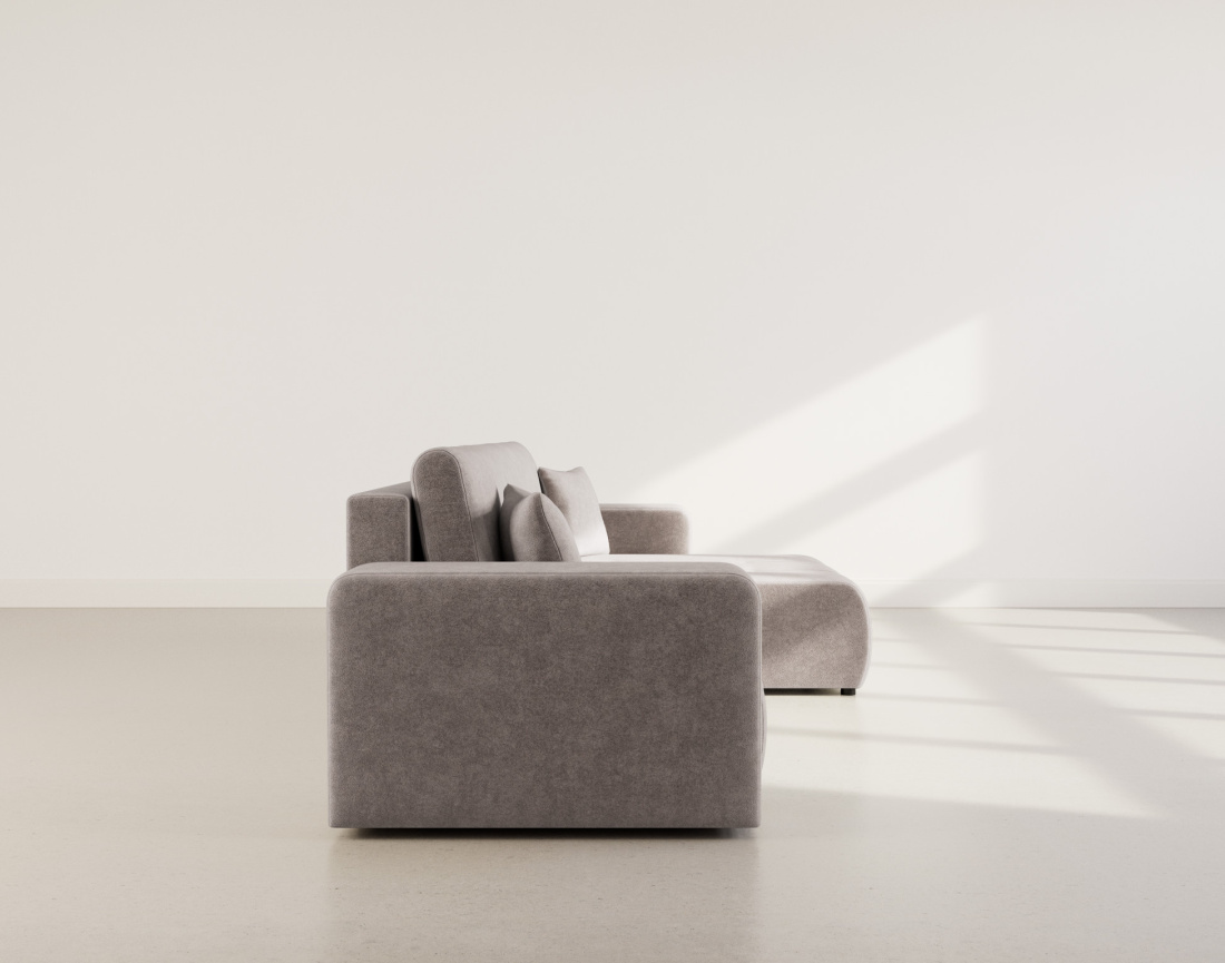 Canapé d'angle réversible 5 places convertible avec coffre en tissu Nicole