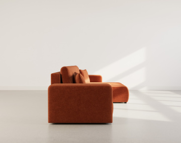 Canapé d'angle réversible 5 places convertible avec coffre en tissu Nicole