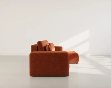 Canapé d'angle réversible 5 places convertible avec coffre en tissu Nicole