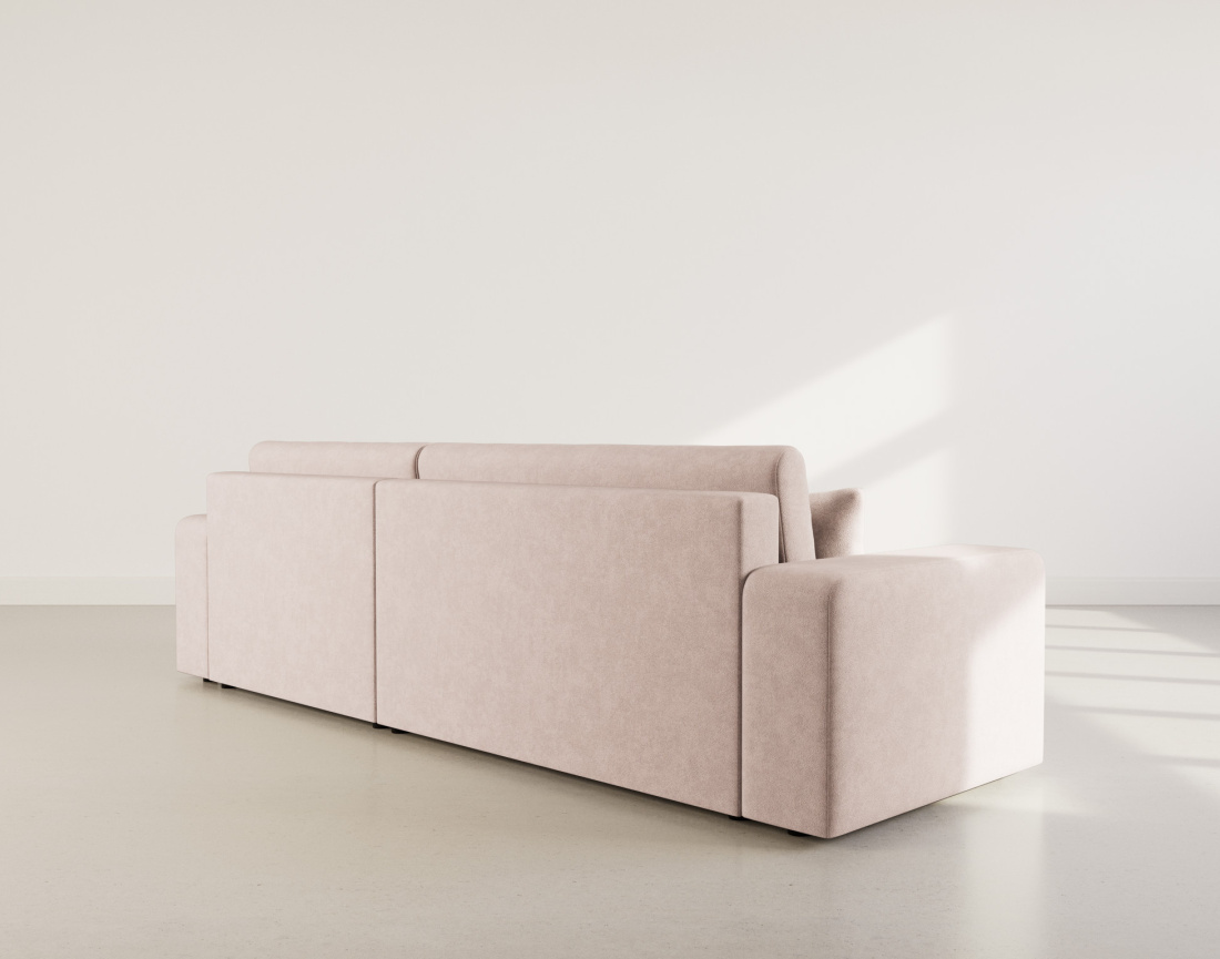 Canapé d'angle réversible 5 places convertible avec coffre en tissu Nicole