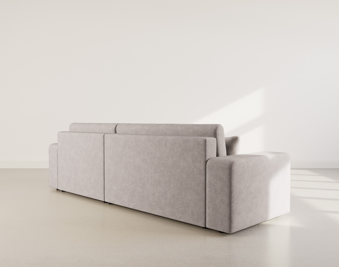 Canapé d'angle réversible 5 places convertible avec coffre en tissu Nicole