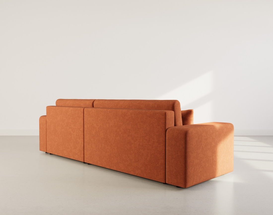 Canapé d'angle réversible 5 places convertible avec coffre en tissu Nicole