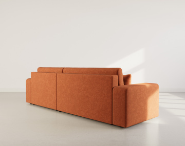 Canapé d'angle réversible 5 places convertible avec coffre en tissu Nicole