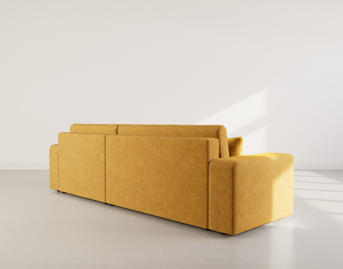 Canapé d'angle réversible 5 places convertible avec coffre en tissu Nicole