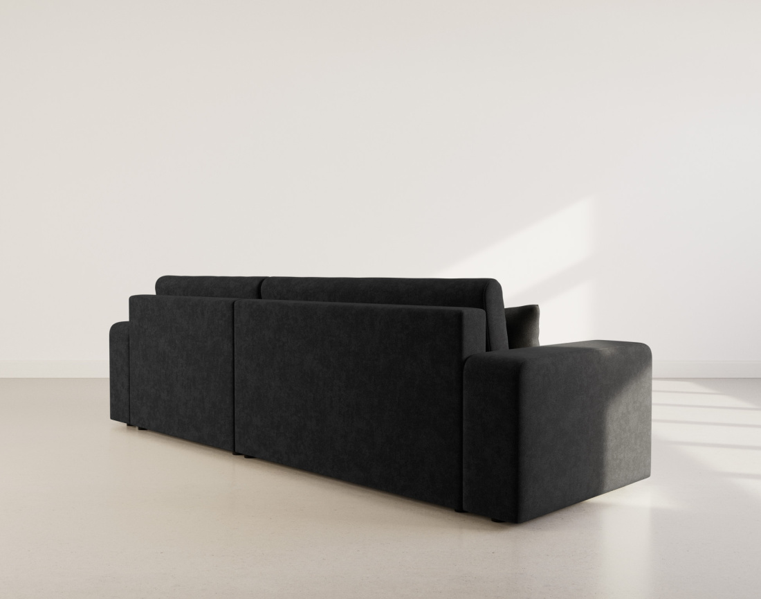 Canapé d'angle réversible 5 places convertible avec coffre en tissu Nicole