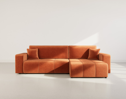 Canapé d'angle réversible 5 places convertible avec coffre en tissu Nicole