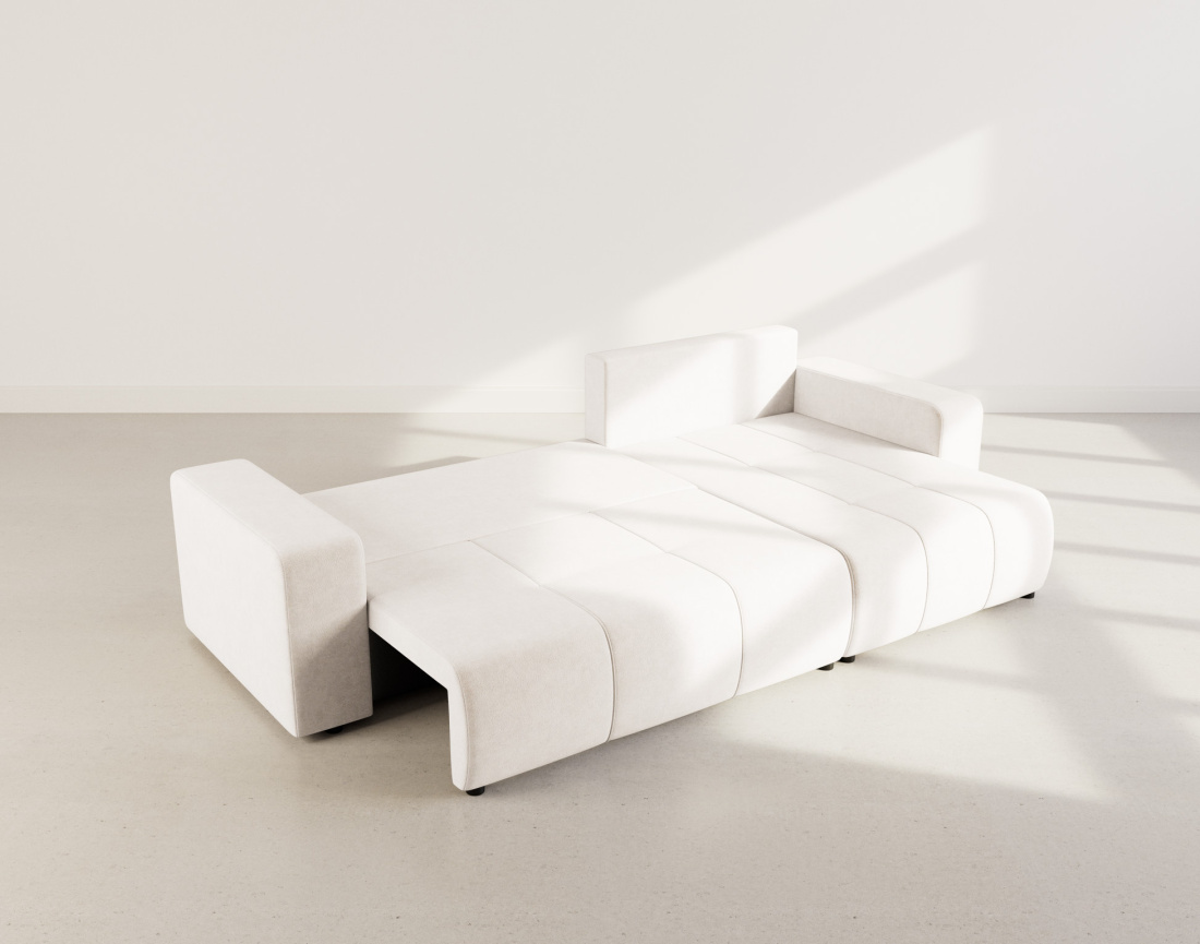 Canapé d'angle réversible 5 places convertible avec coffre en tissu Nicole