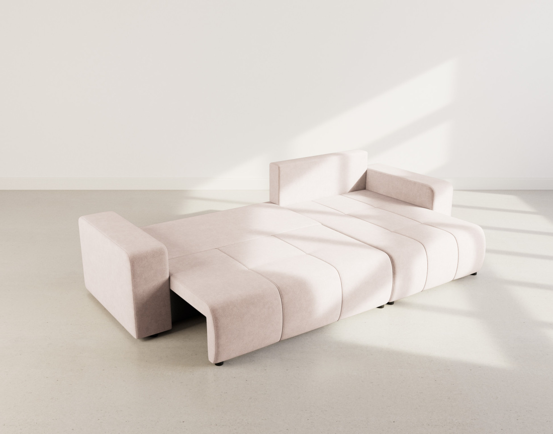 Canapé d'angle réversible 5 places convertible avec coffre en tissu Nicole