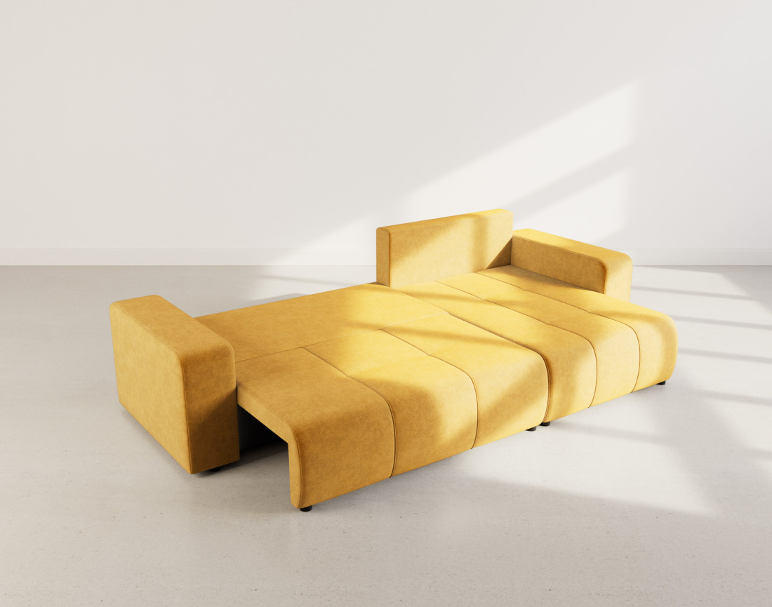 Canapé d'angle réversible 5 places convertible avec coffre en tissu Nicole