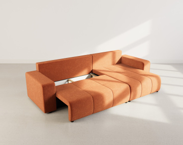 Canapé d'angle réversible 5 places convertible avec coffre en tissu Nicole