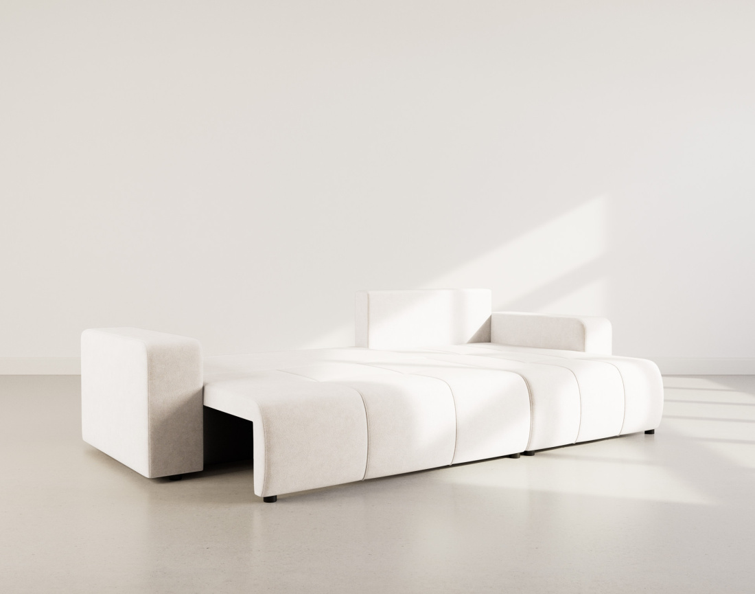 Canapé d'angle réversible 5 places convertible avec coffre en tissu Nicole