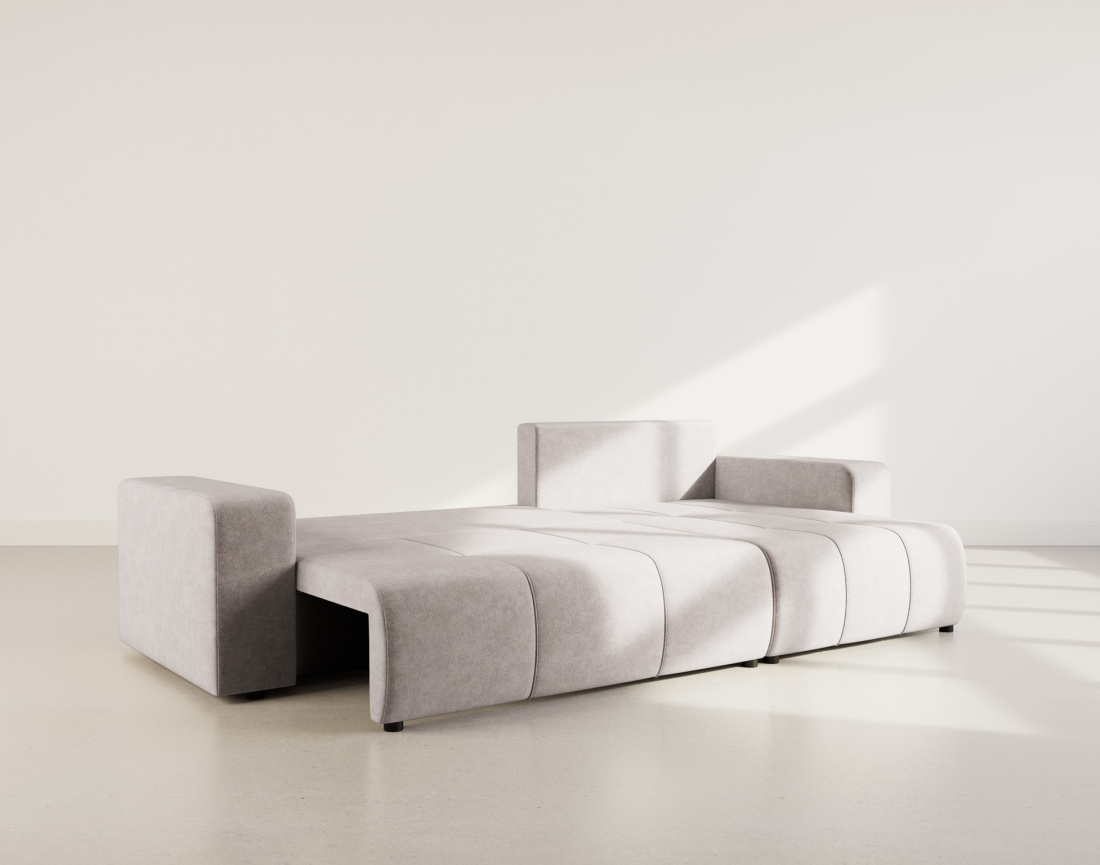 Canapé d'angle réversible 5 places convertible avec coffre en tissu Nicole