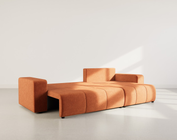 Canapé d'angle réversible 5 places convertible avec coffre en tissu Nicole