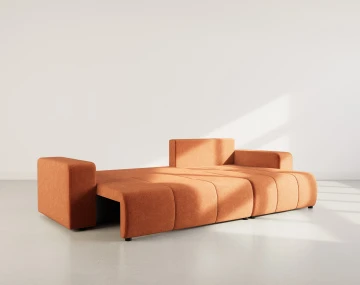 Canapé d'angle réversible 5 places convertible avec coffre en tissu Nicole