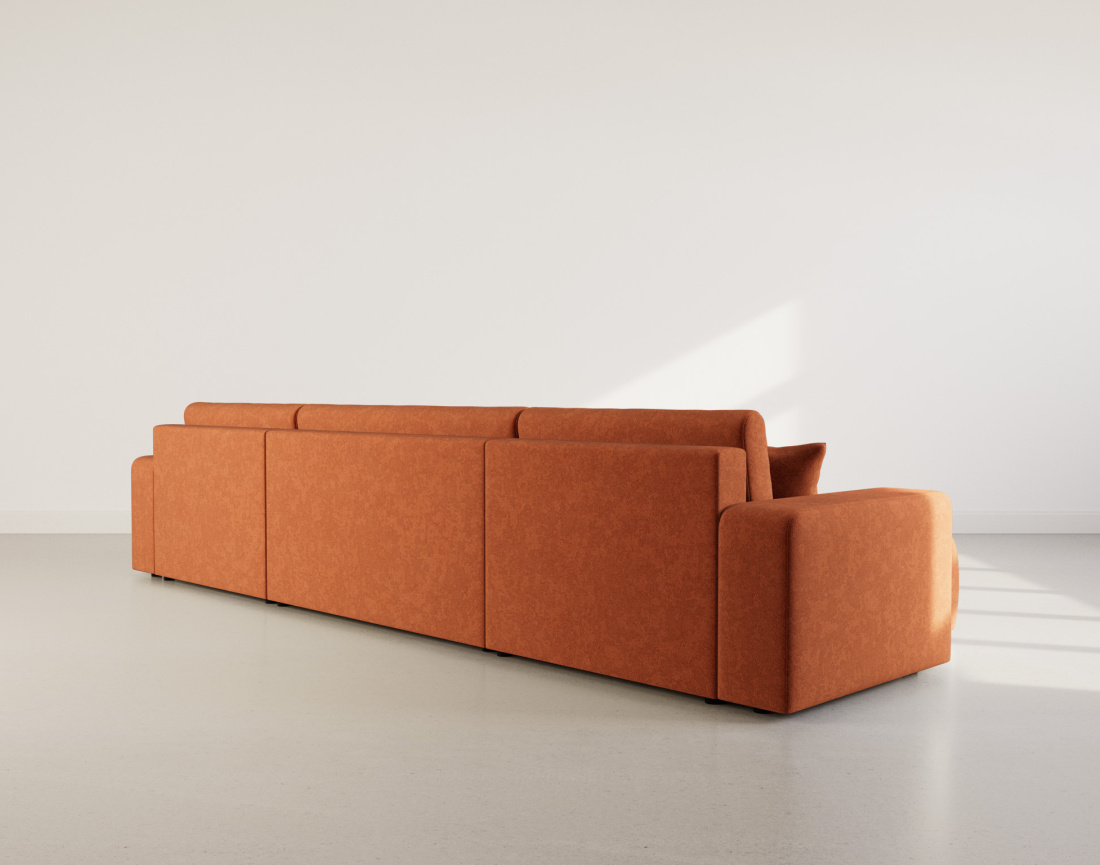 Canapé panoramique en U 7 places convertible avec coffre en tissu Nicole