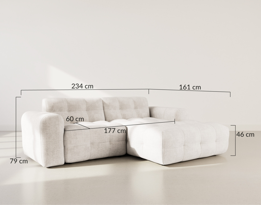 Canapé d'angle droit 4 places en velours texturé Diane