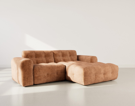 Canapé d'angle droit 4 places en velours texturé Diane