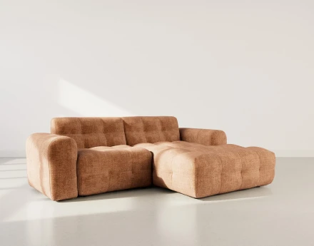 Canapé d'angle droit 4 places en velours texturé Diane