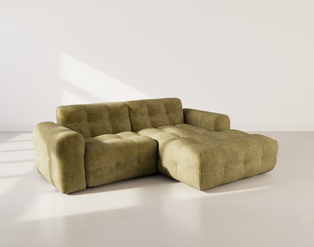 Canapé d'angle droit 4 places en velours texturé Diane