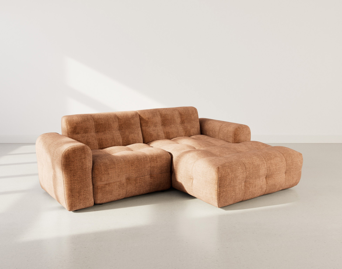 Canapé d'angle droit 4 places en velours texturé Diane