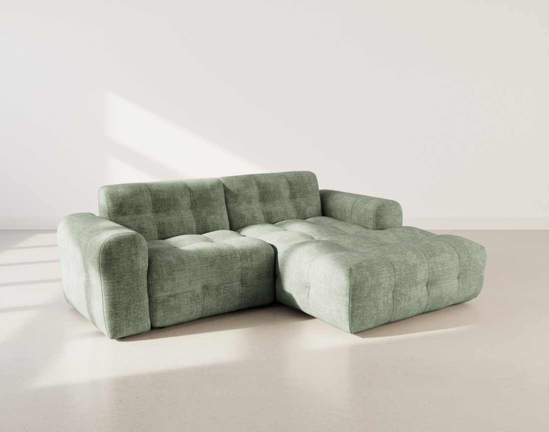 Canapé d'angle droit 4 places en velours texturé Diane